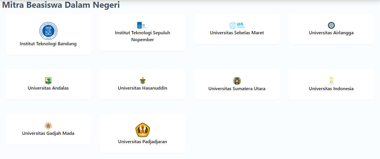 Daftar mitra universitas dalam negeri Beasiswa Kominfo 2023